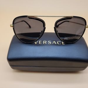 *NEW* VERSACE 0VE2193 142887 TRIBUTE GOLD/BLACK FRAME, GREY LENS, SIZE 56